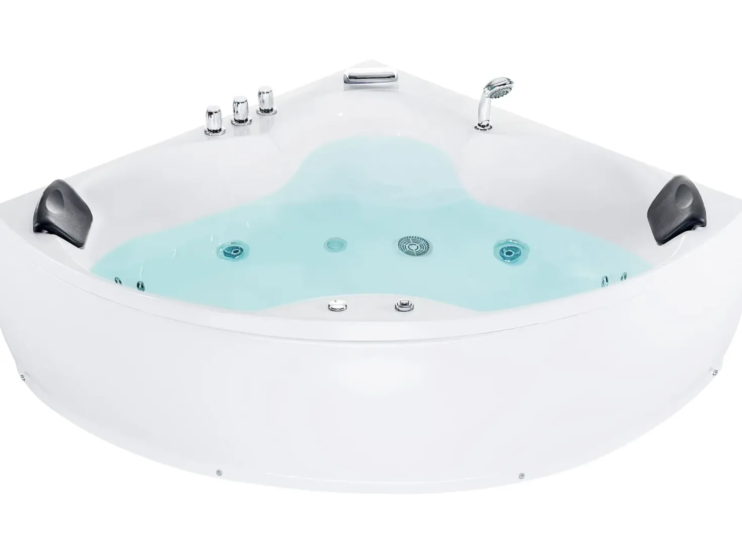Vasca idromassaggio angolare con LED SENADO 205 x 150 cm Bianco