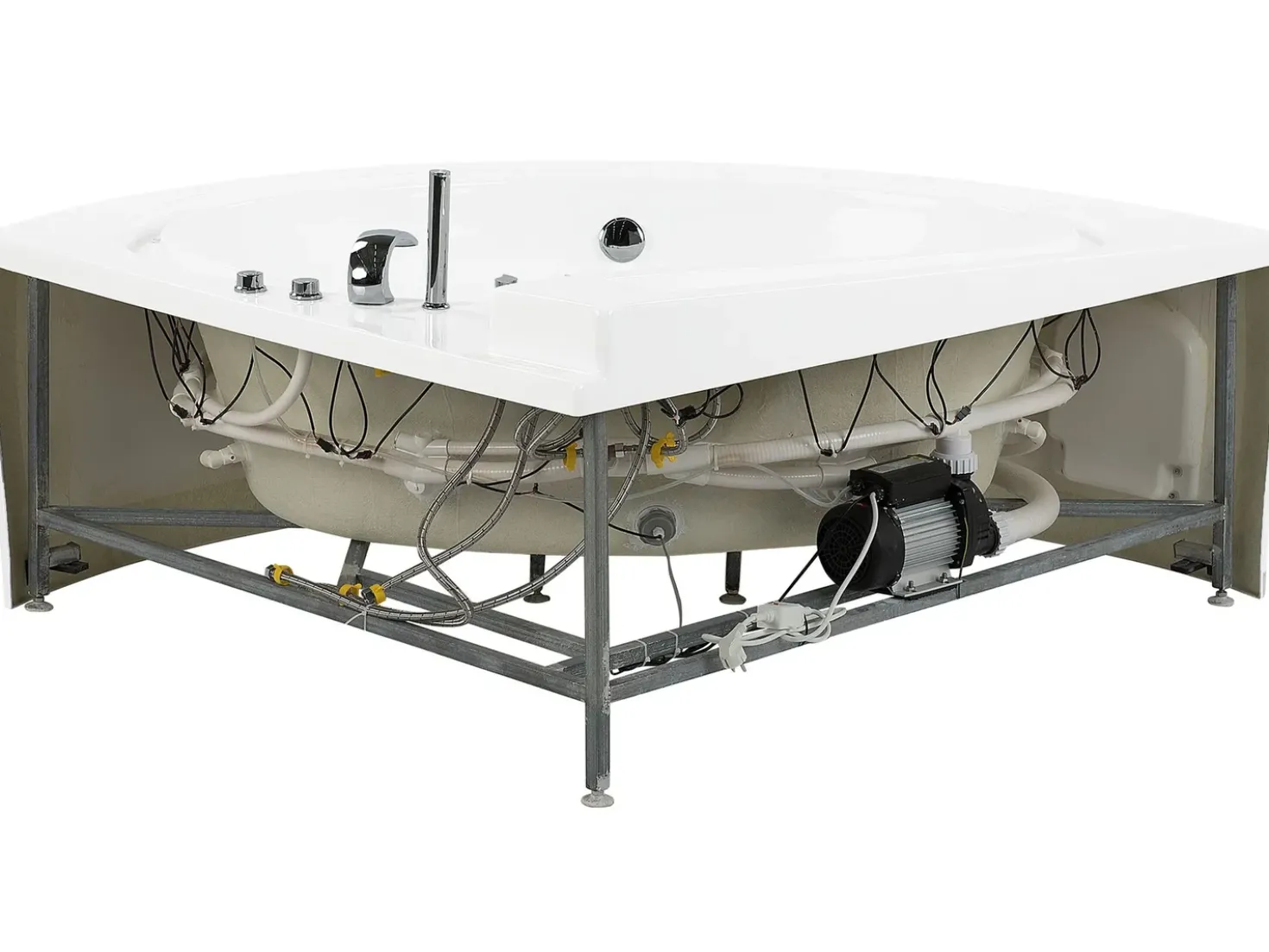 Vasca idromassaggio angolare con LED PELICAN 206 x 165 cm Bianco
