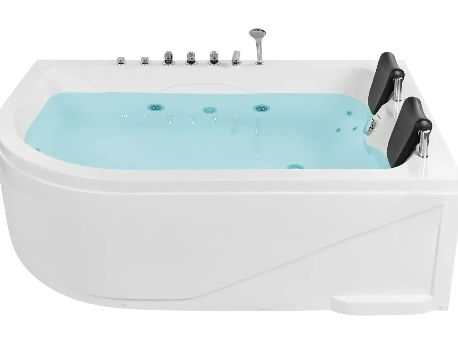 Vasca idromassaggio angolare con LED CALAMA Lato Sinistro 180 x 120 cm Bianco