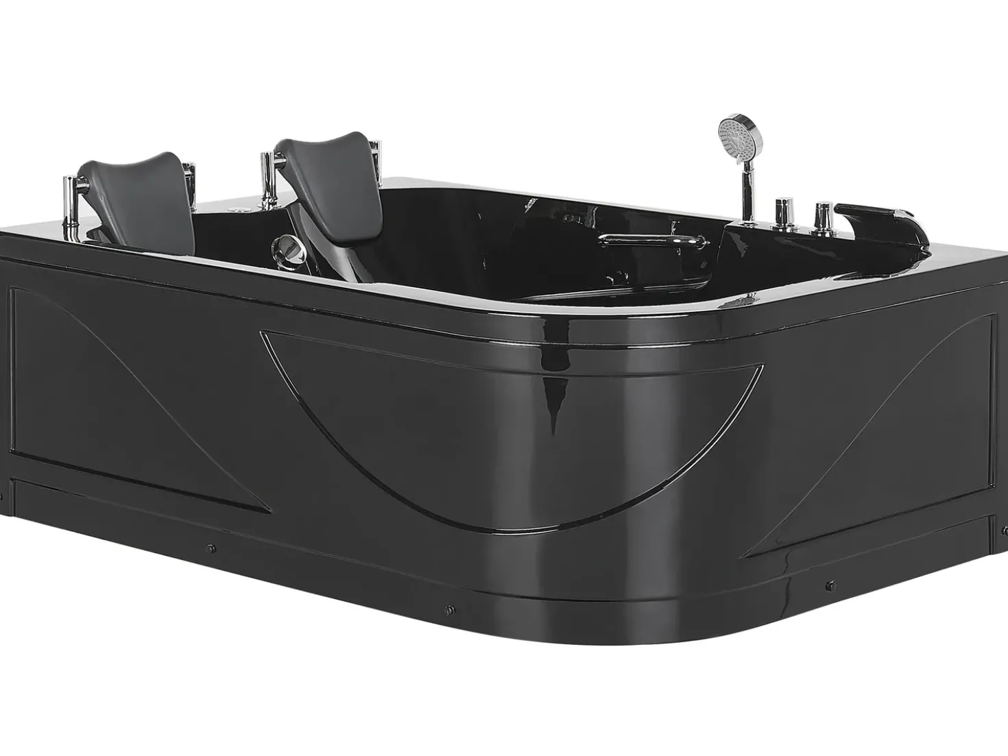 Vasca idromassaggio angolare con LED BAYAMO Lato destro 170 x 120 cm Nero