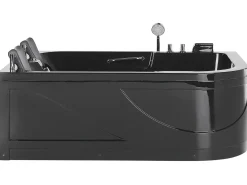 Vasca idromassaggio angolare con LED BAYAMO Lato destro 170 x 120 cm Nero
