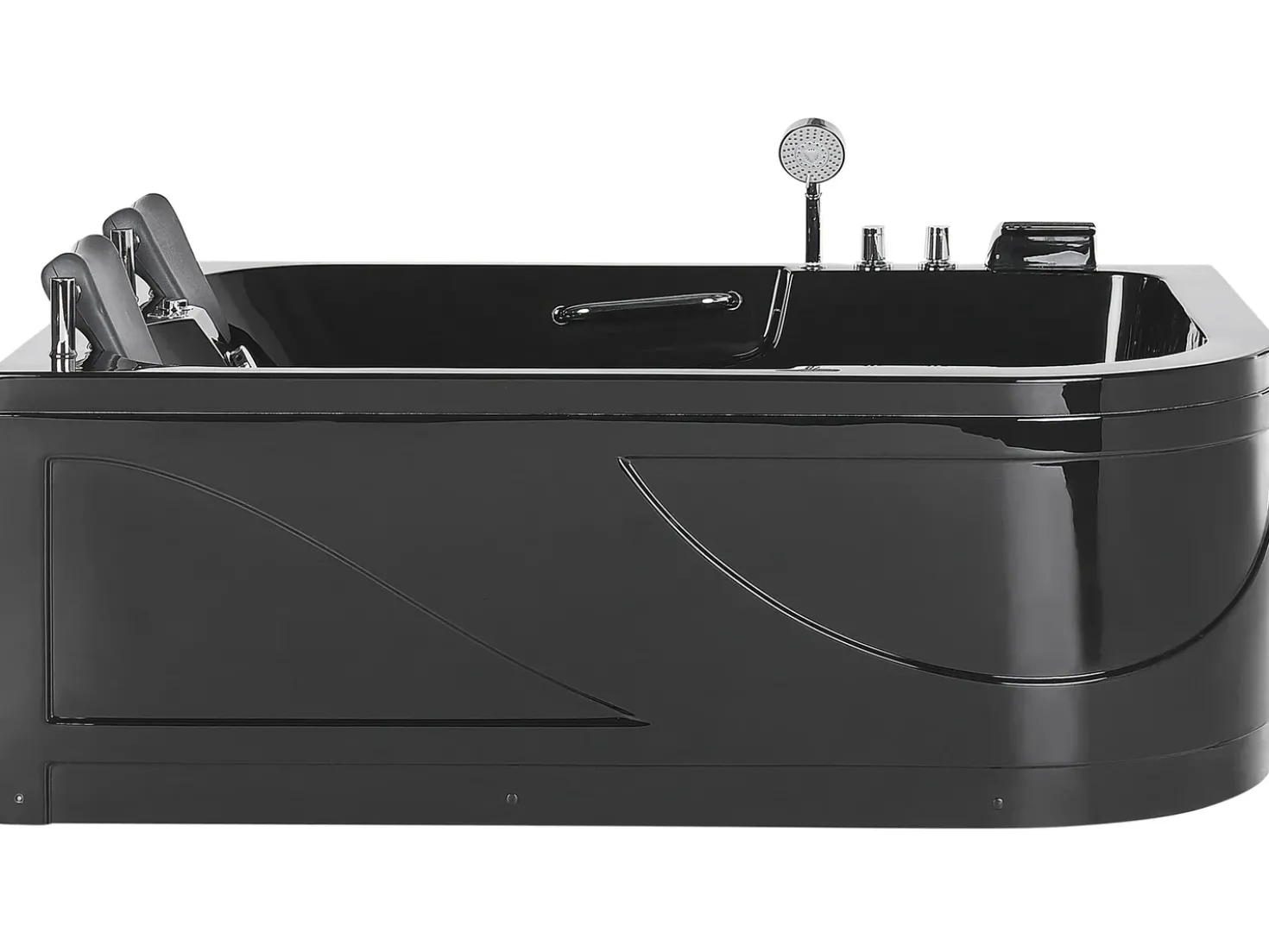 Vasca idromassaggio angolare con LED BAYAMO Lato destro 170 x 120 cm Nero