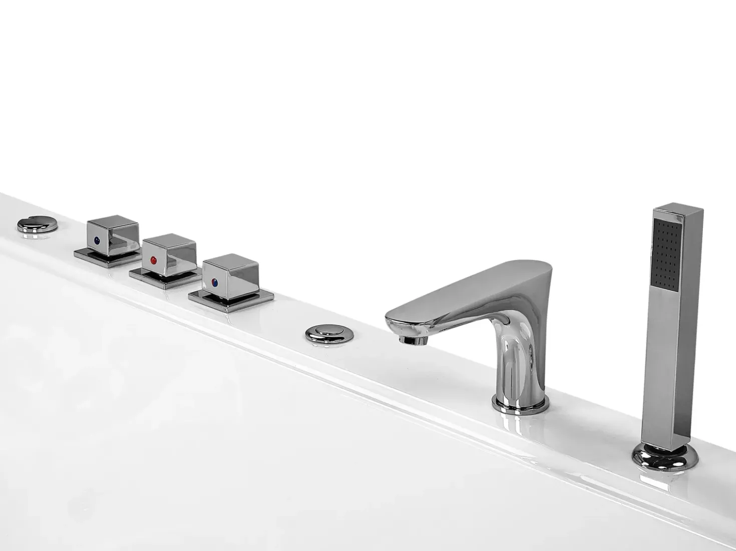 Vasca idromassaggio angolare con LED SALAMANCA 183 x 142 cm Bianco