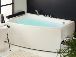 Vasca idromassaggio angolare con LED SERRANA Lato destro 182 x 121 cm Bianco
