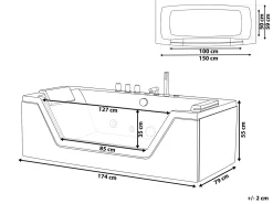 Vasca idromassaggio angolare con LED SAMANA 174 x 79 cm Bianco