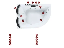 Vasca idromassaggio angolare con LED PARADISO Lato destro 158 x 113 cm Bianco
