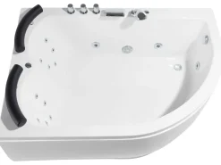 Vasca idromassaggio angolare con LED PARADISO Lato destro 158 x 113 cm Bianco