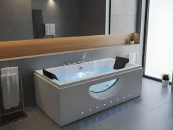 Vasca idromassaggio angolare con LED HAWES 180 x 90 cm Bianco