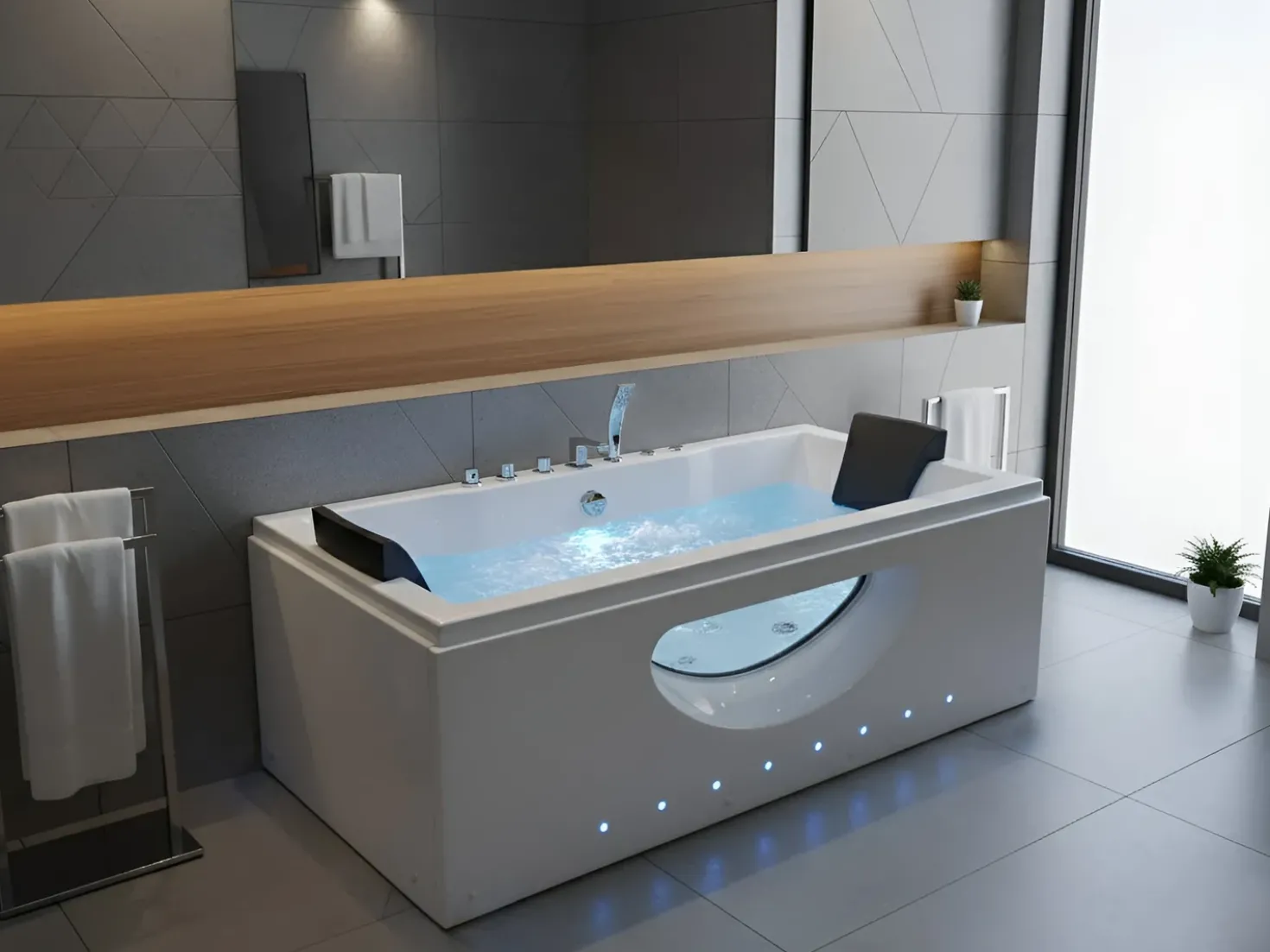 Vasca idromassaggio angolare con LED HAWES 180 x 90 cm Bianco
