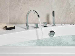 Vasca idromassaggio angolare con LED CAURA Lato destro 175 x 80 cm Bianco