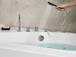 Vasca idromassaggio angolare con LED CAURA Lato destro 175 x 80 cm Bianco