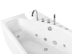 Vasca idromassaggio angolare con LED CAURA Lato destro 175 x 80 cm Bianco
