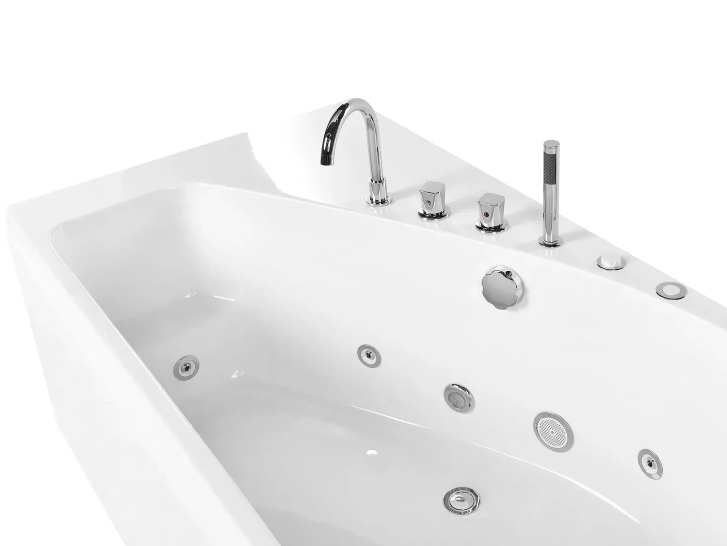 Vasca idromassaggio angolare con LED CAURA Lato destro 175 x 80 cm Bianco
