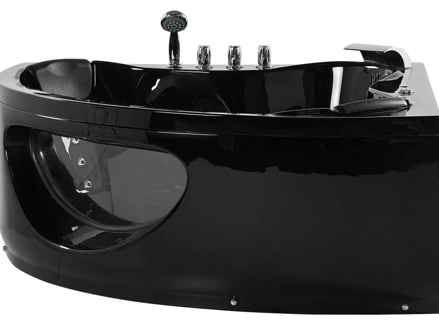 Vasca idromassaggio angolare con LED TOCOA 205 x 146 cm Nero