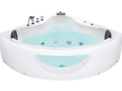 Vasca idromassaggio angolare con LED TOCOA 205 x 146 cm Bianco