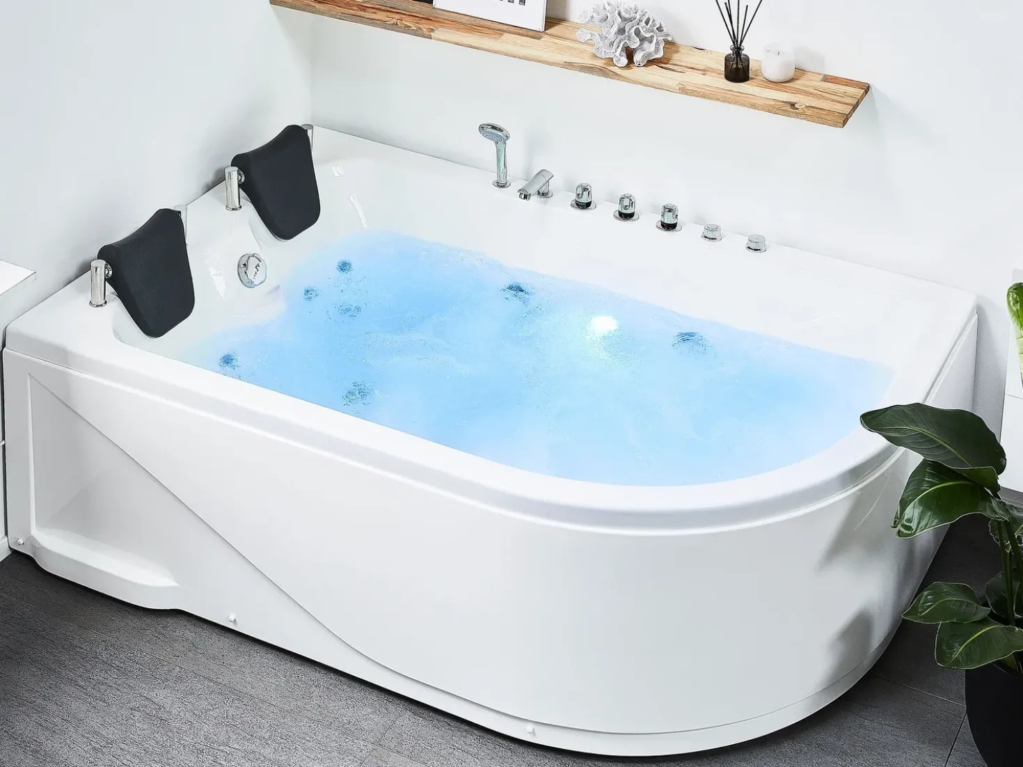 Vasca idromassaggio angolare con LED CALAMA Lato destro 180 x 120 cm Bianco
