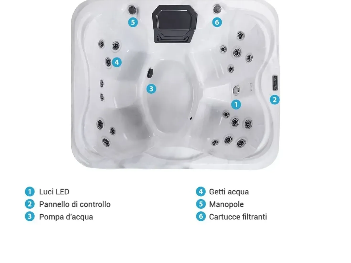 Vasca idromassaggio da esterno con LED ARCELIA Bianco