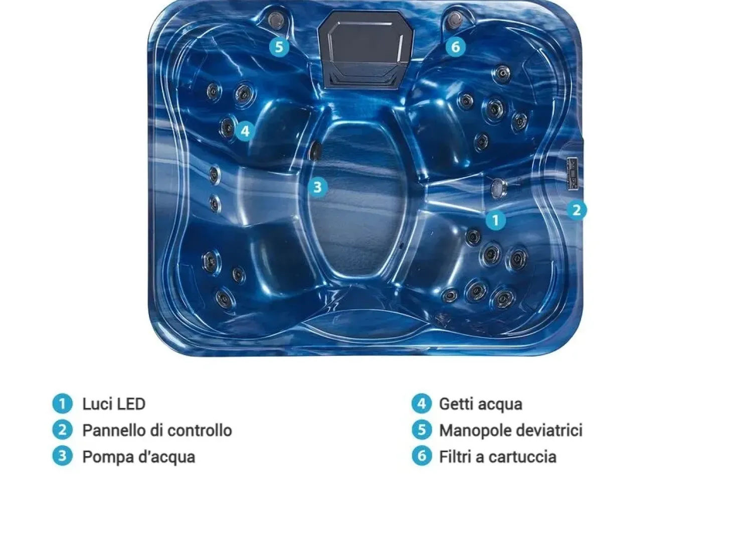 Vasca idromassaggio da esterno con LED ARCELIA Blu