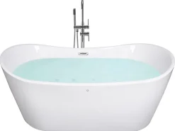 Vasca idromassaggio freestanding con LED ANTIGUA 168 x 80 cm Bianco