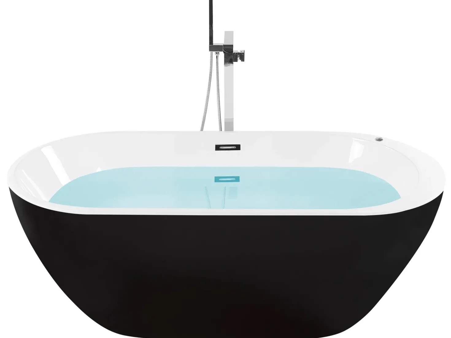 Vasca idromassaggio freestanding con LED NEVIS 170 x 80 cm Nero