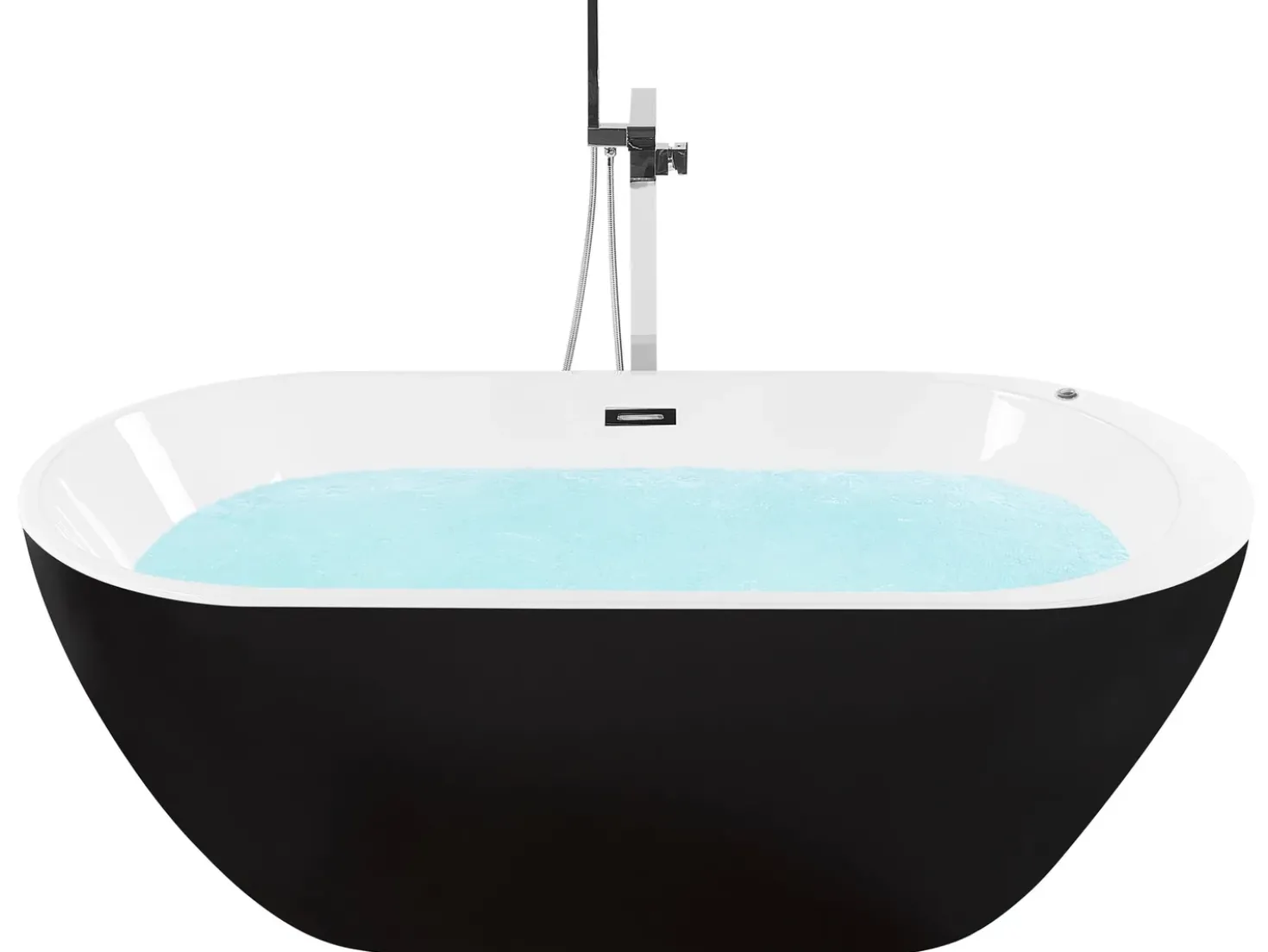 Vasca idromassaggio freestanding con LED NEVIS 170 x 80 cm Nero
