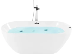 Vasca idromassaggio freestanding con LED NEVIS 170 x 80 cm Bianco