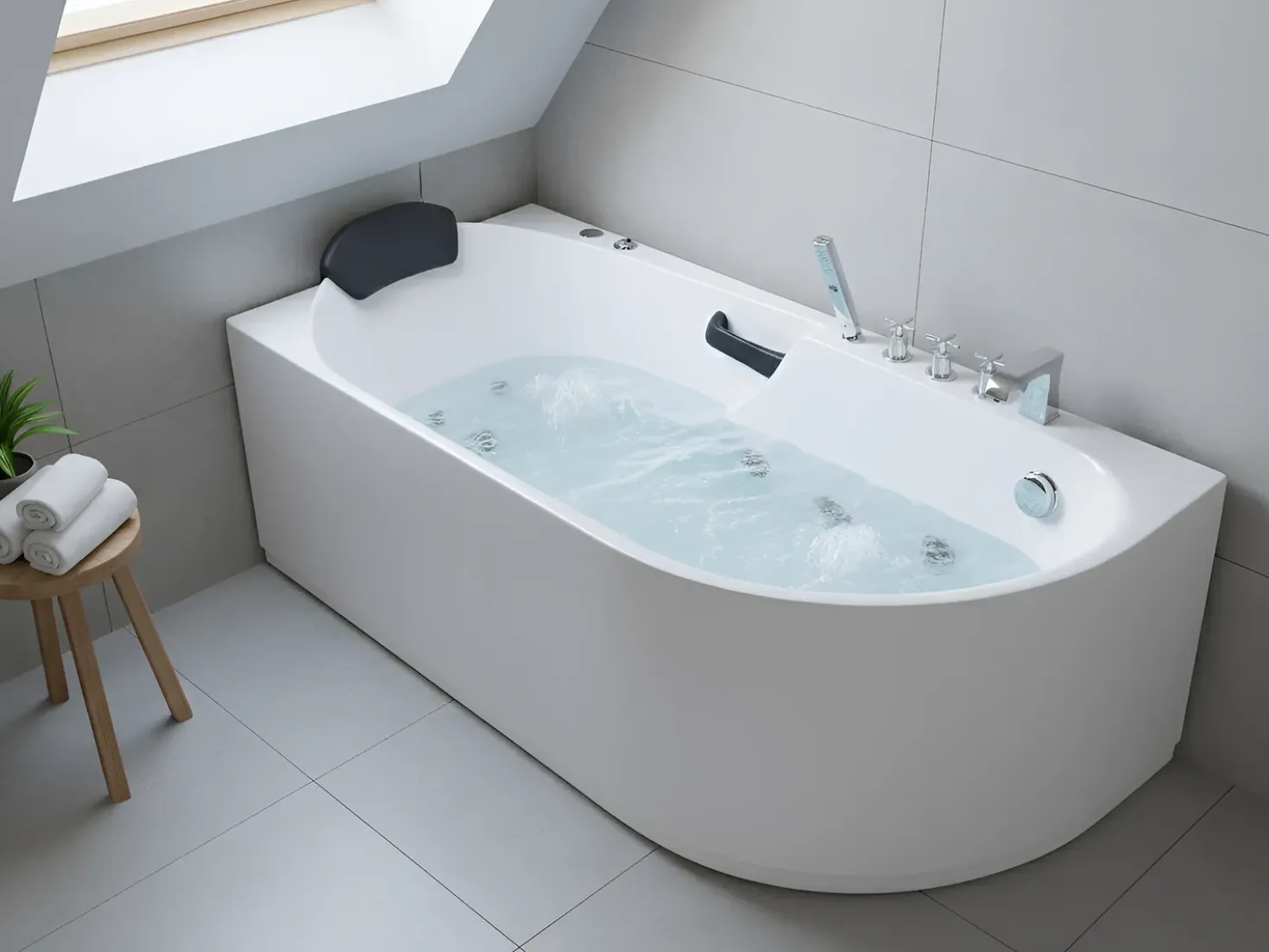 Vasca idromassaggio SAYULA Lato destro 170 x 80 cm Bianco