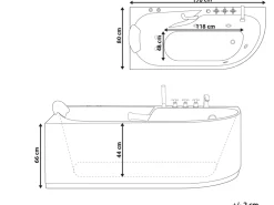 Vasca idromassaggio SAYULA Lato destro 170 x 80 cm Bianco