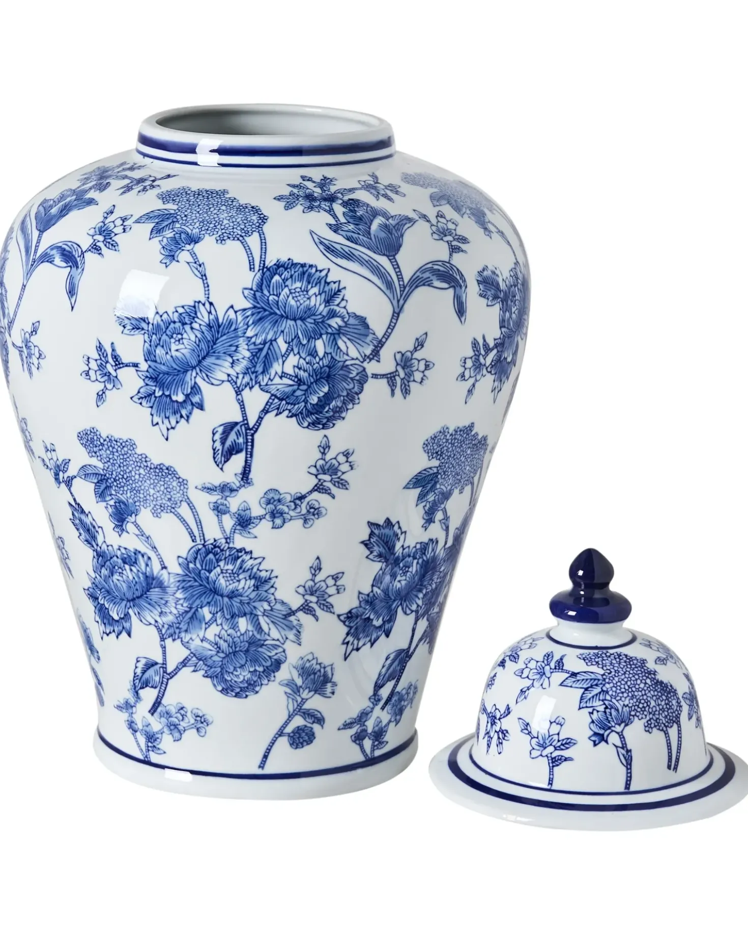 Vaso con coperchio ALFARO Porcellana 46 cm Bianco/Blu