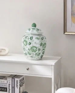 Vaso con coperchio FERROL Porcellana 29 cm Bianco/Verde