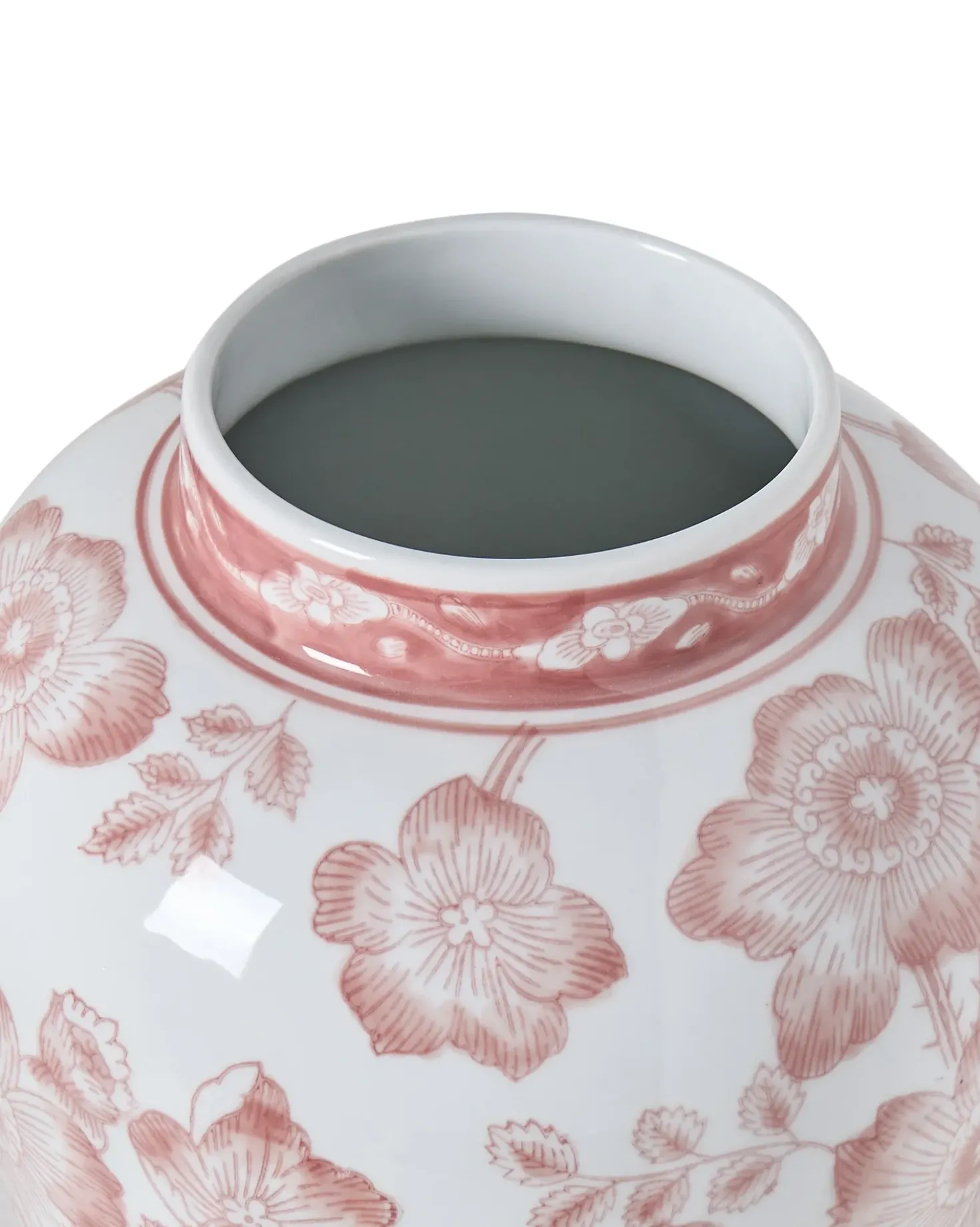Vaso con coperchio MOGUER Porcellana 36 cm Rosso/Bianco