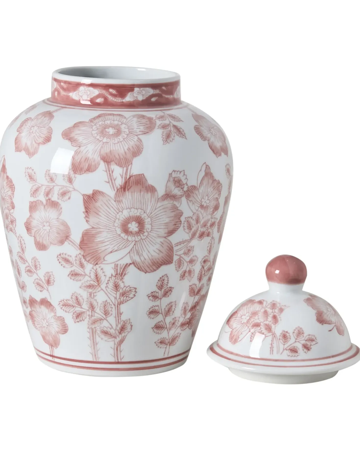 Vaso con coperchio MOGUER Porcellana 36 cm Rosso/Bianco