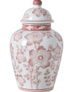 Vaso con coperchio MOGUER Porcellana 36 cm Rosso/Bianco