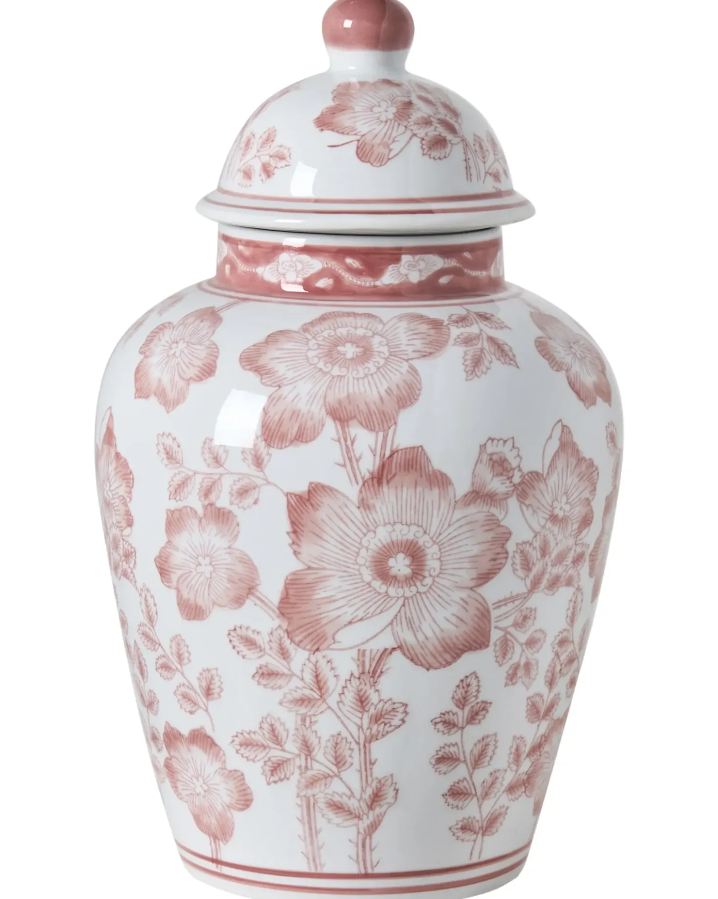 Vaso con coperchio MOGUER Porcellana 36 cm Rosso/Bianco