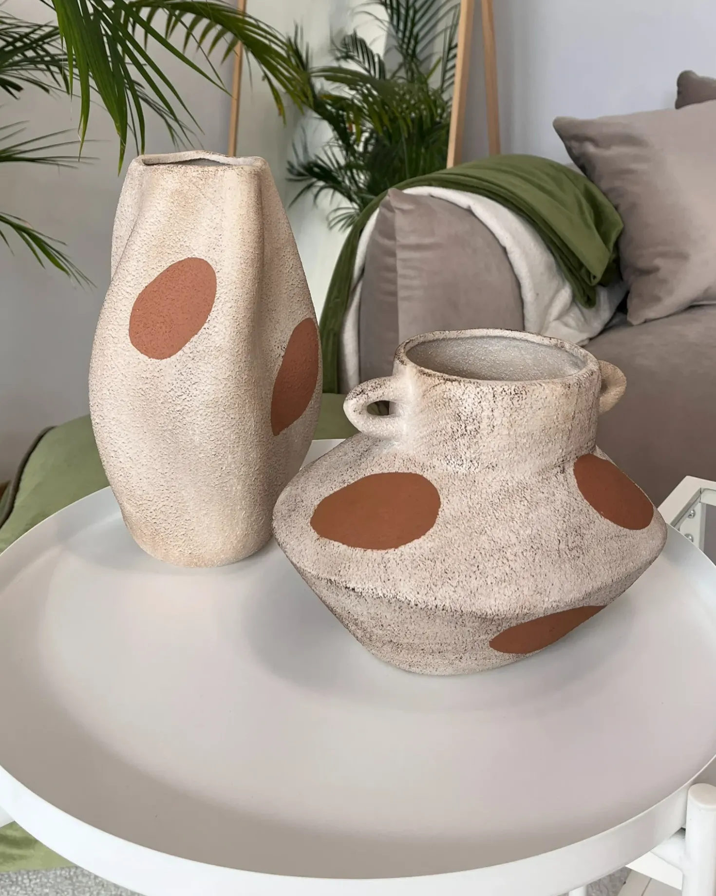 Vaso da fiori BATOIDEA Gres porcellanato 25 cm Beige chiaro