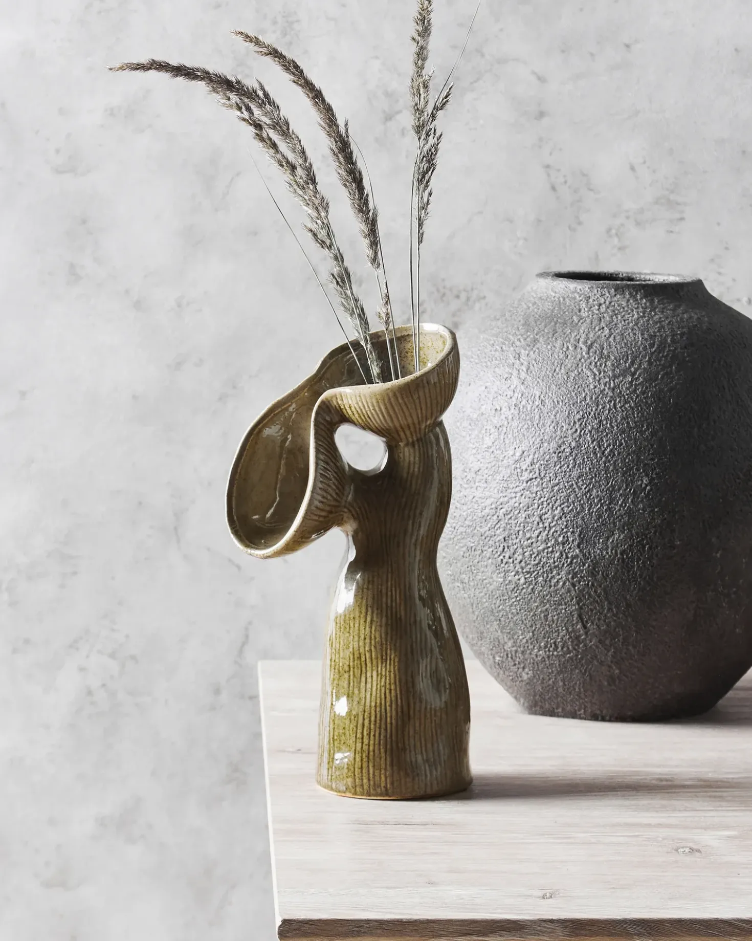 Vaso da fiori CALAMUS Gres porcellanato 28 cm Verde