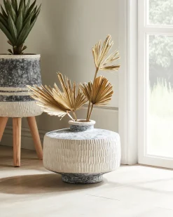 Vaso da fiori DEKSATI Ceramica 32 cm Beige