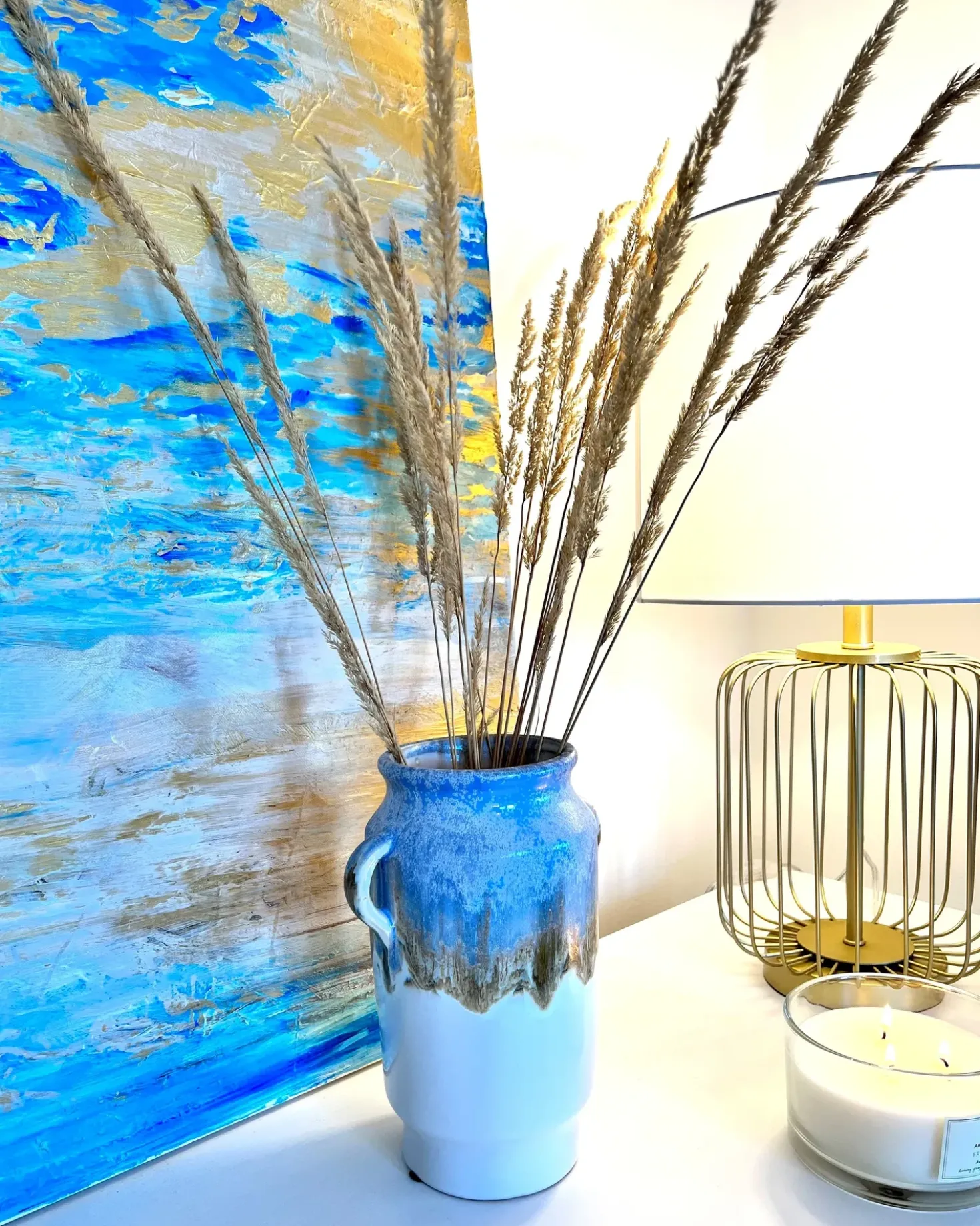 Vaso da fiori GERRHA Gres porcellanato 25 cm Azzurro
