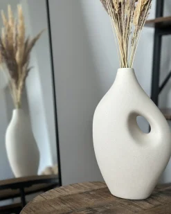 Vaso da fiori KOMOTINI Ceramica 32 cm Bianco sporco