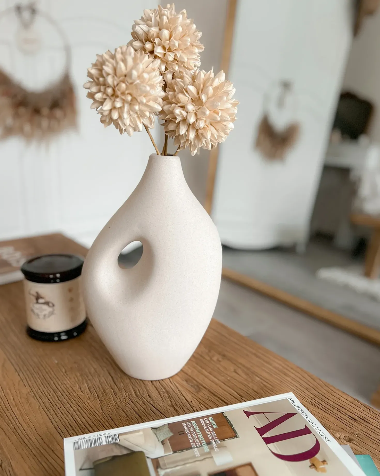 Vaso da fiori KOMOTINI Ceramica 32 cm Bianco sporco