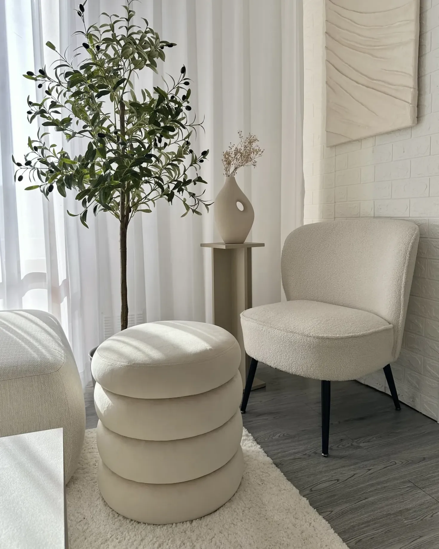Vaso da fiori KOMOTINI Ceramica 32 cm Bianco sporco