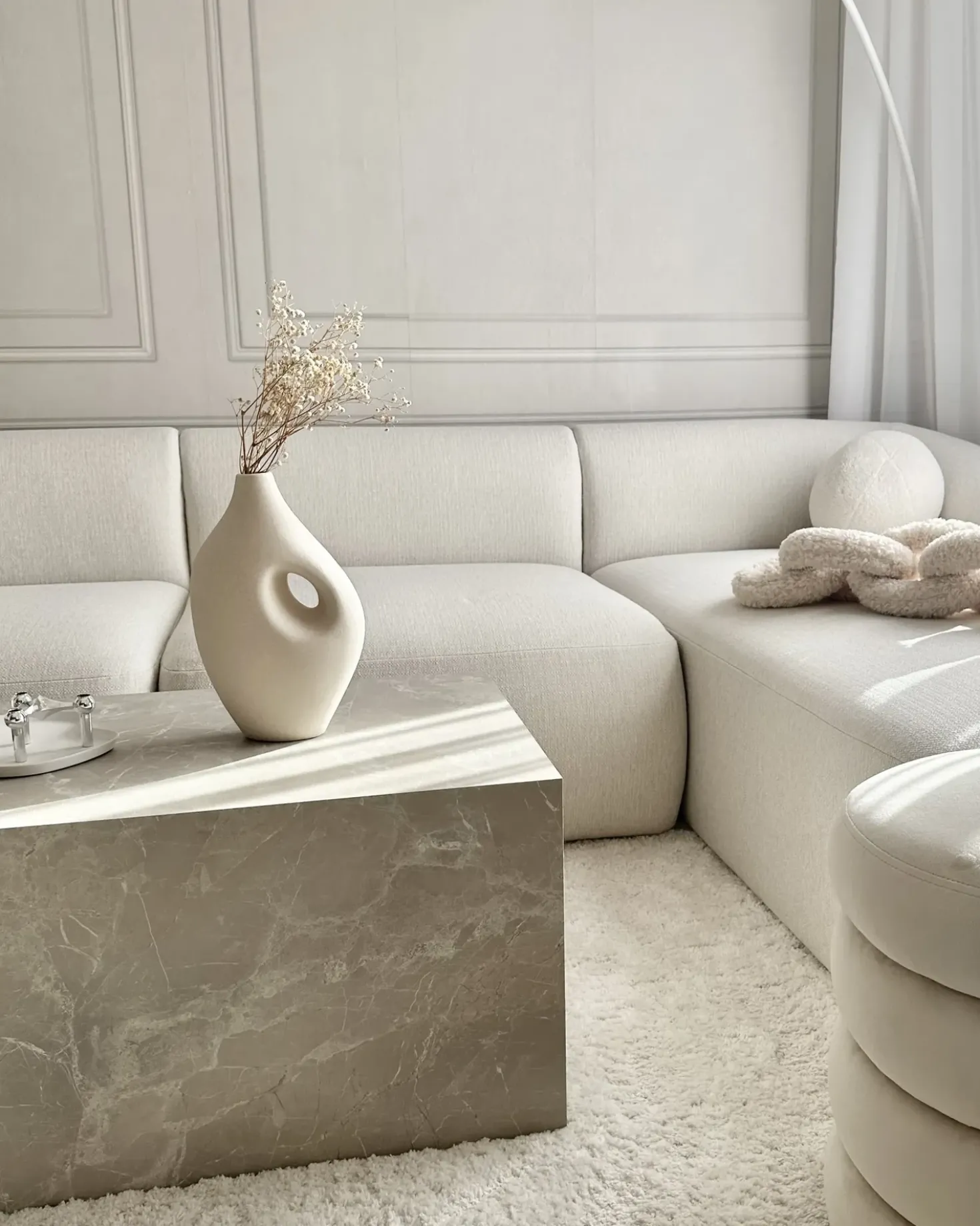 Vaso da fiori KOMOTINI Ceramica 32 cm Bianco sporco