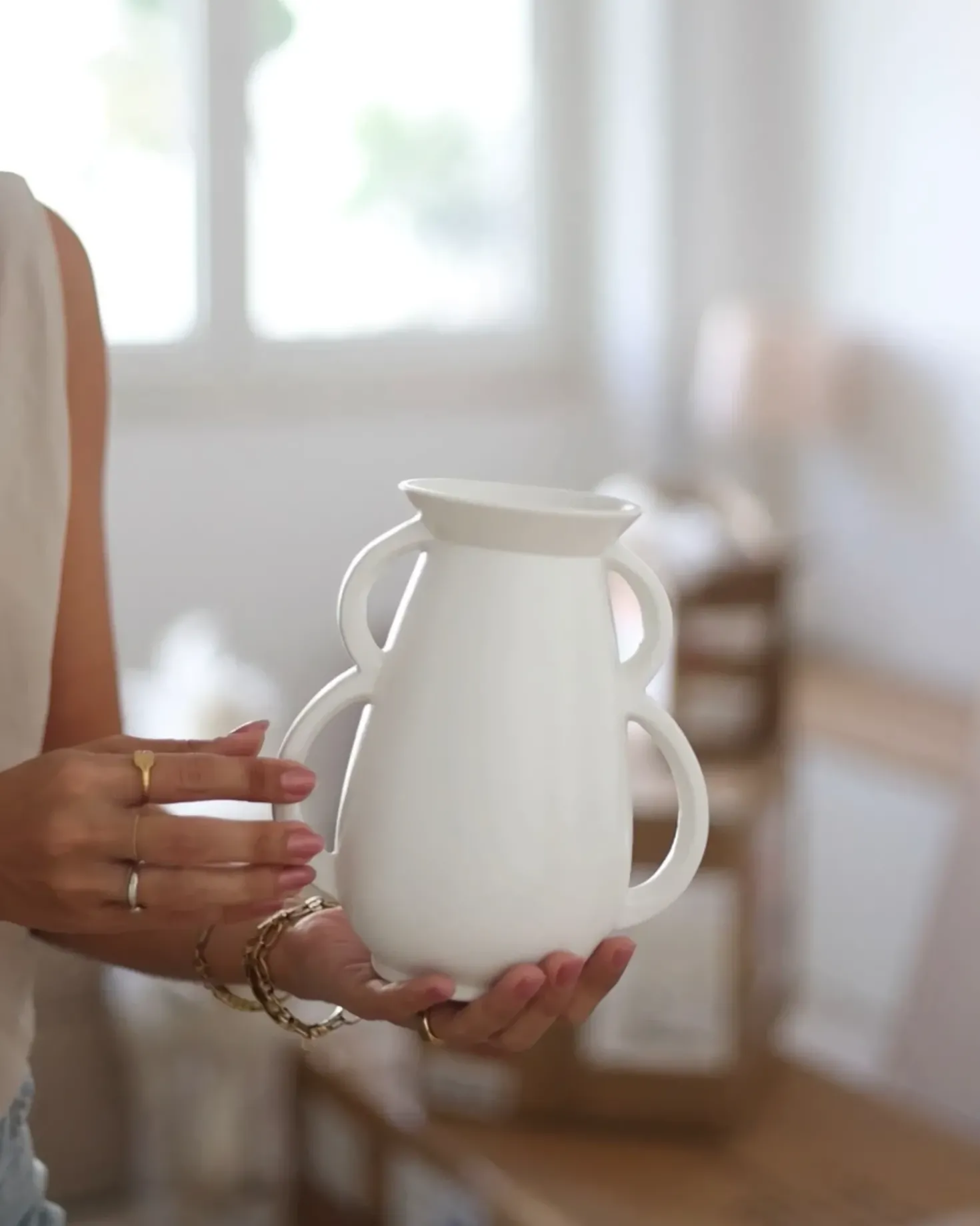 Vaso da fiori KOROPI Ceramica 19 cm Bianco