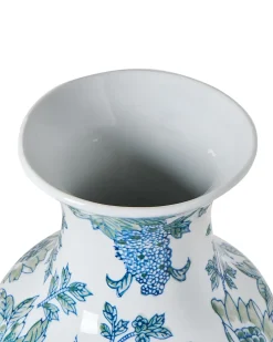 Vaso da fiori LLANES Porcellana 36 cm Bianco/Blu
