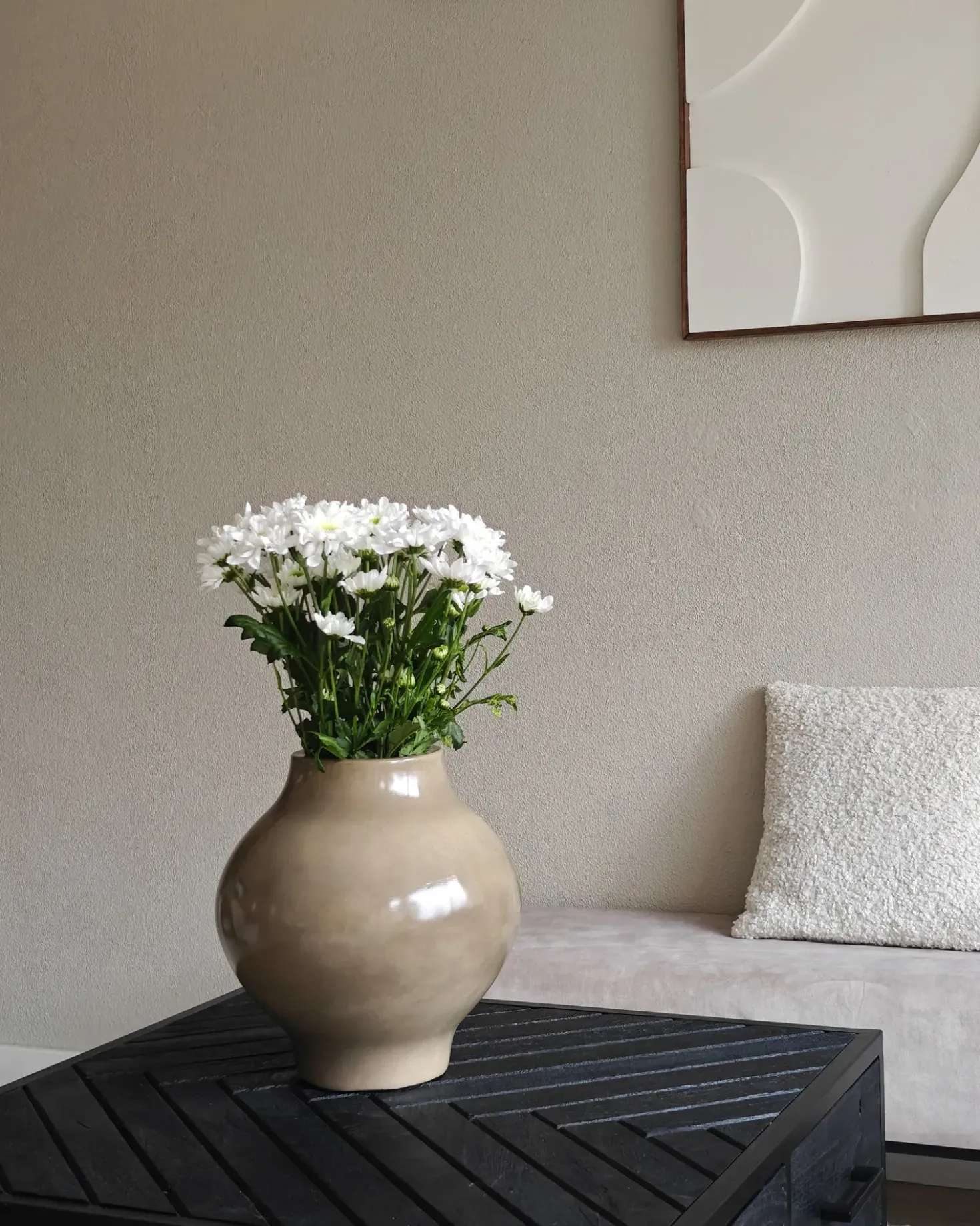 Vaso da fiori MAGAN Ceramica 31 cm Tortora