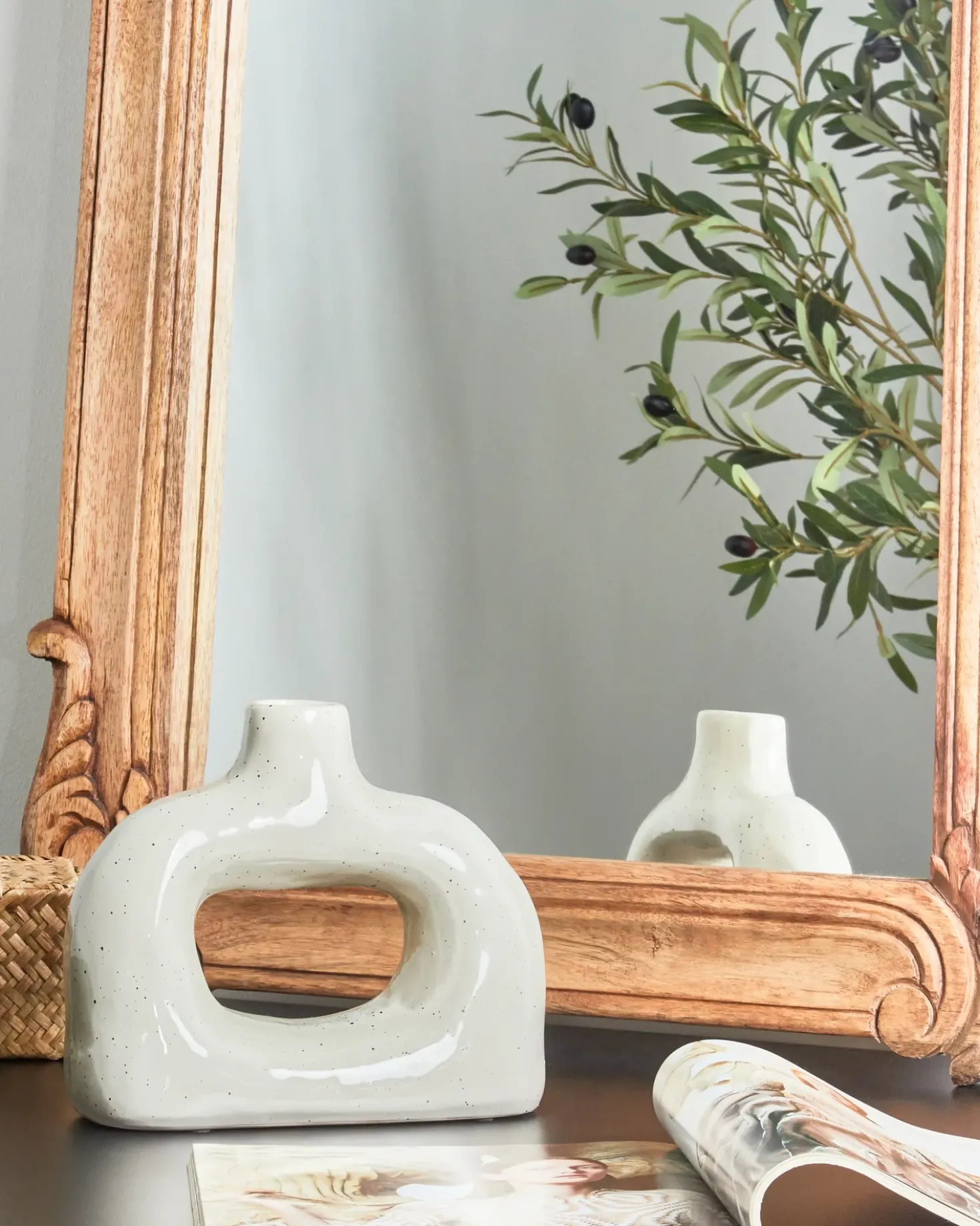 Vaso da fiori MOONEYE Gres porcellanato 19 cm Bianco sporco