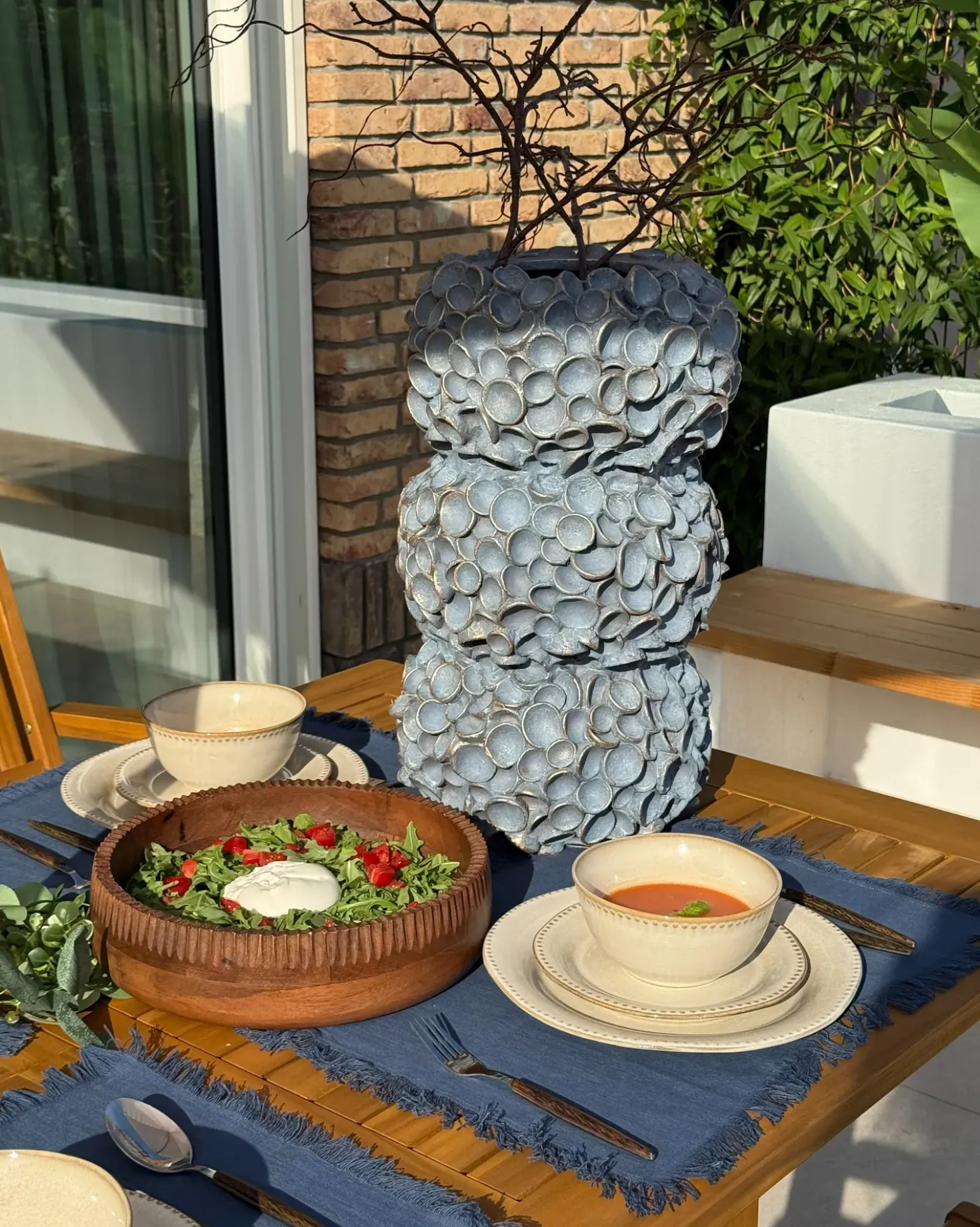 Vaso da fiori MUZAKI Ceramica 52 cm Blu