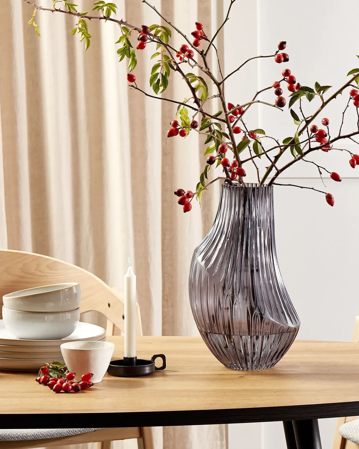Vaso da fiori MYRSINA Vetro 36 cm Grigio