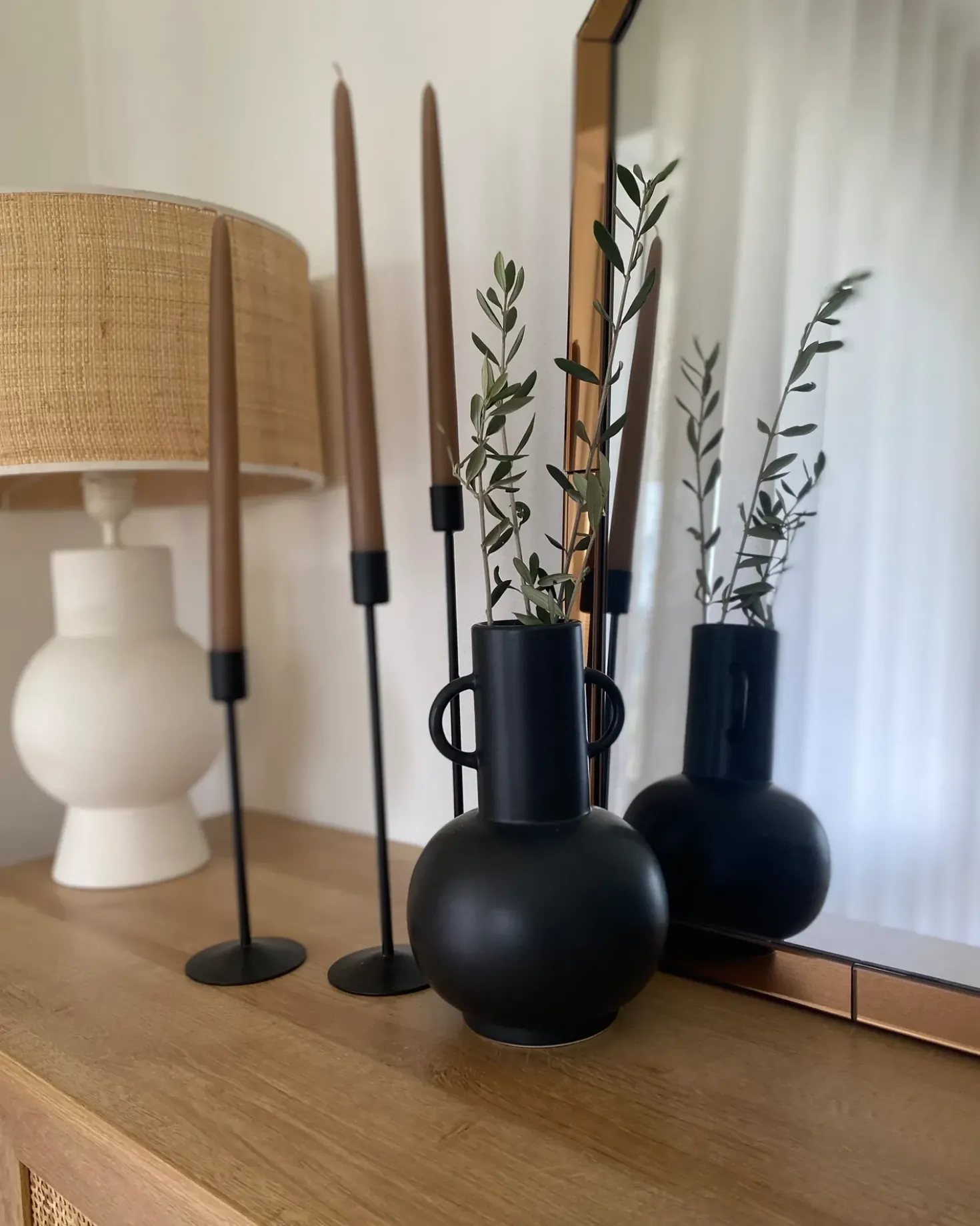 Vaso da fiori PEREA Ceramica 26 cm Nero