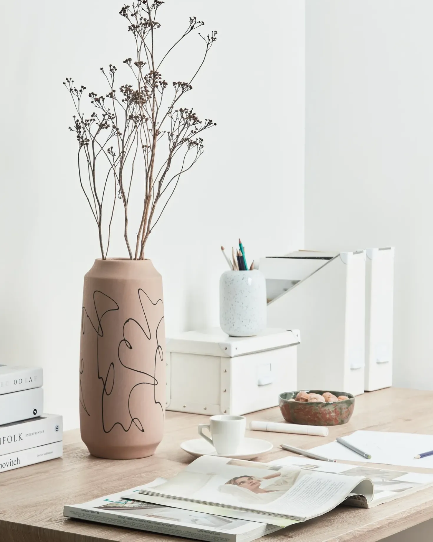 Vaso da fiori SUNFISH Gres porcellanato 33 cm Beige sabbia